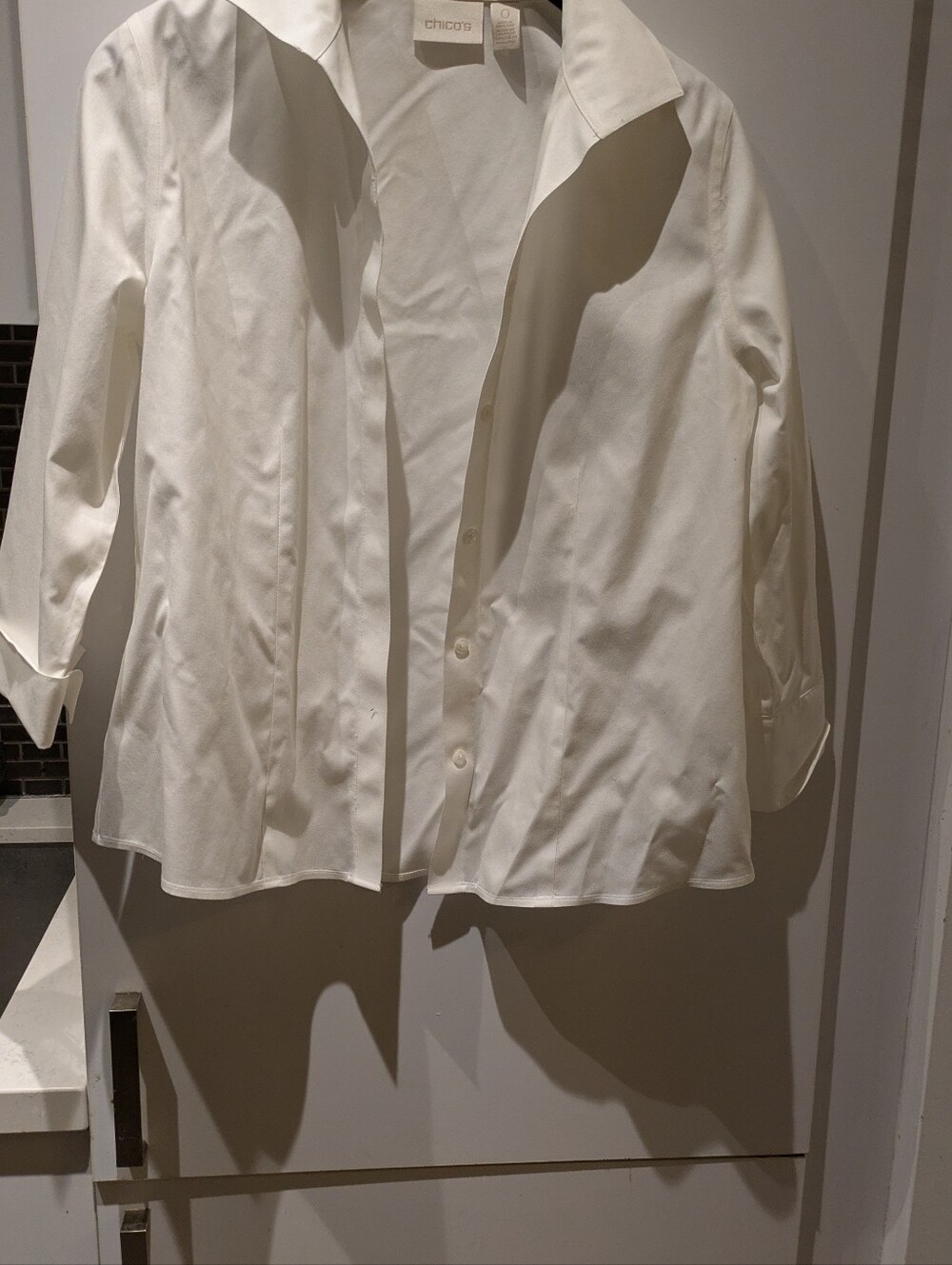 Chico's White Collared Button-Front Blouse